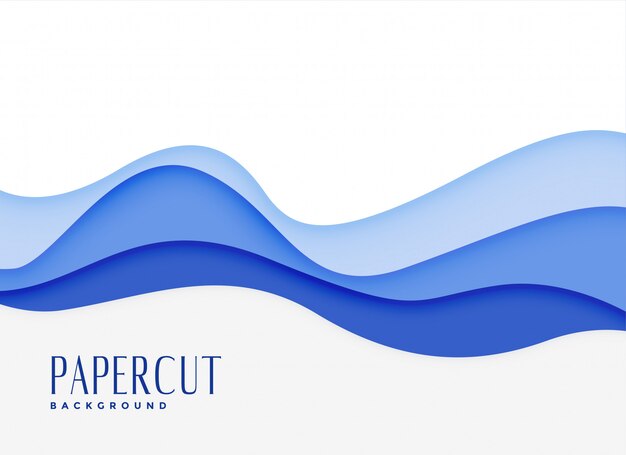 Blauer wellenförmiger Wasserart papercut Hintergrund