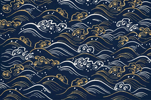 Blauer Wellenmusterhintergrund mit gemeinfreien Kunstwerken