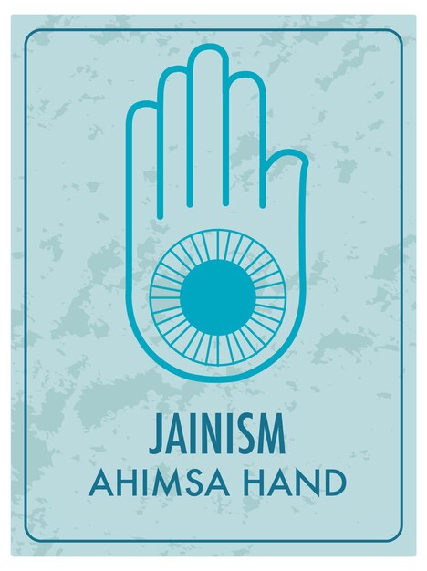 Kostenloser Vektor blaues ahimsa-handsymbol im jainismus