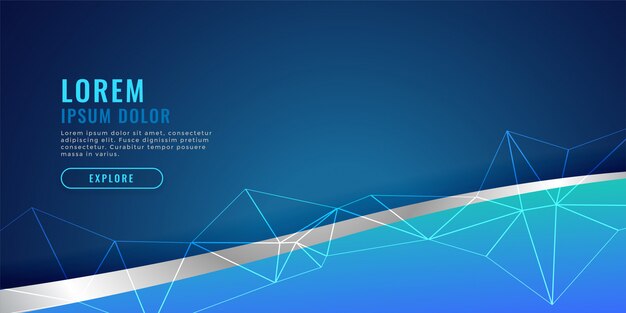 blaues Banner Design mit Welle und Drahtgeflecht