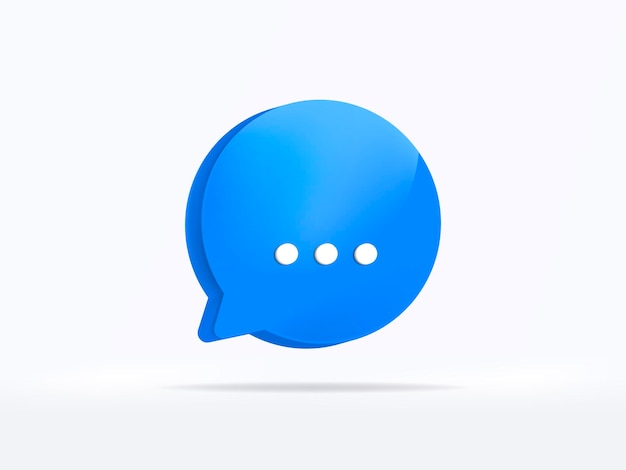 Blaues benachrichtigungs-chat-symbol aufmerksamkeits-sms-zeichen und internet-nachricht. 3d-rendering.