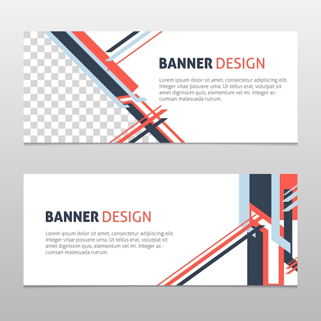 Kostenloser Vektor blaues und rotes bannerdesign