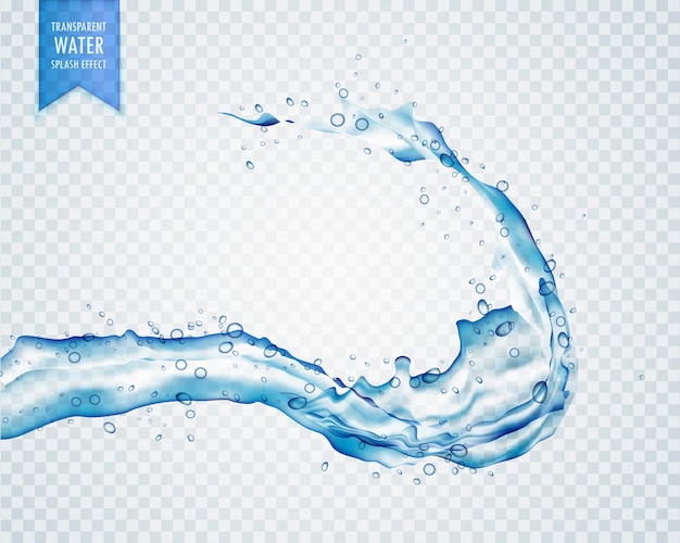 Kostenloser Vektor blaues wasser flüssigkeit spritzen auf transparentem hintergrund