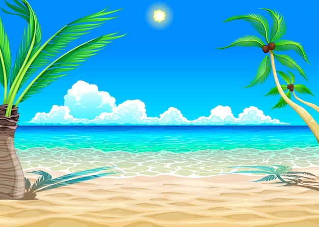 Blick auf den Strand Vektor-Cartoon-Illustration