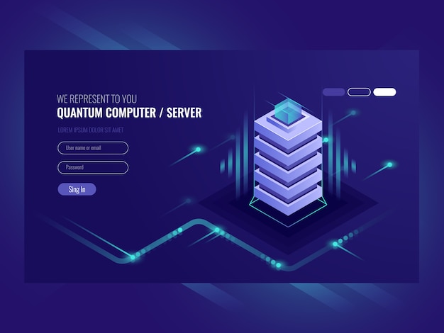 Blockchain Server Konzept, Quantencomputer, Serverraum, Datenbank