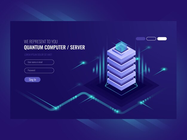 Blockchain Server Konzept, Quantencomputer, Serverraum, Datenbank