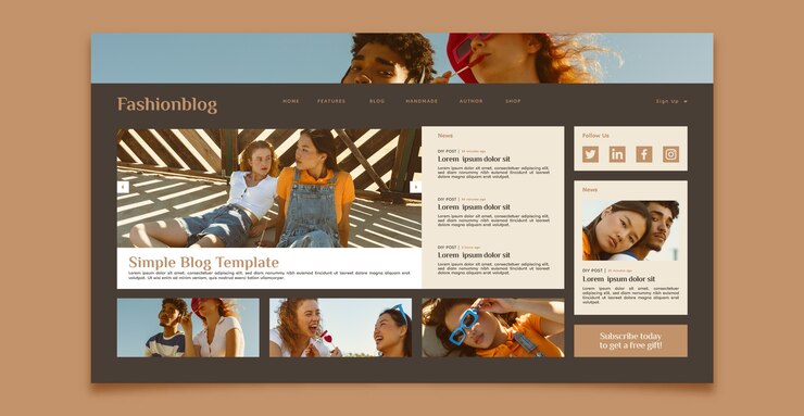 Kostenlose Vektor blog-template-design