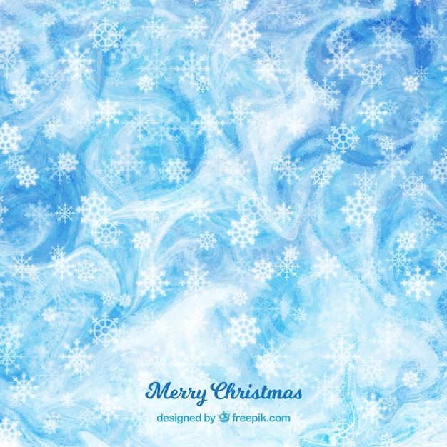 Blue Aquarell Weihnachten Hintergrund mit Schneeflocken