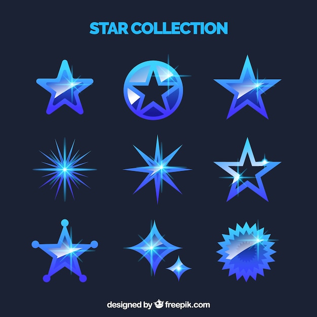 Kostenloser Vektor blue star-sammlung