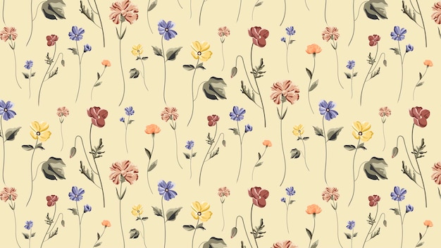 Blühende Blume nahtlose Muster auf einem beige Hintergrund