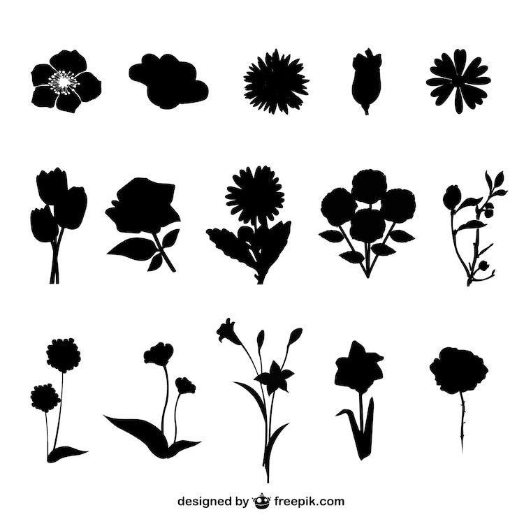 Kostenlose Vektor blumen frei silhouetten