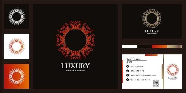Blumen- oder ornament-luxus-logo-vorlagendesign mit visitenkarte.