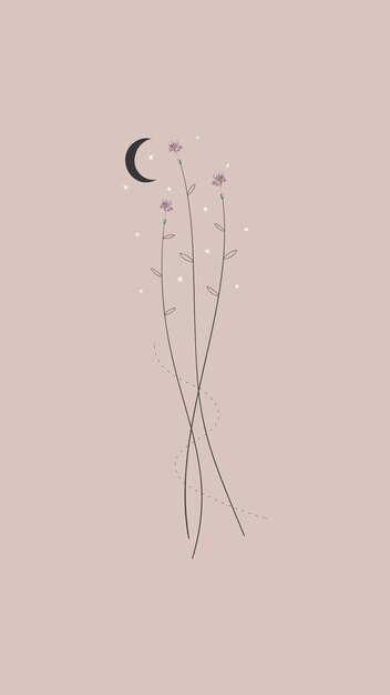 Blumen und der Mond Handy Wallpaper