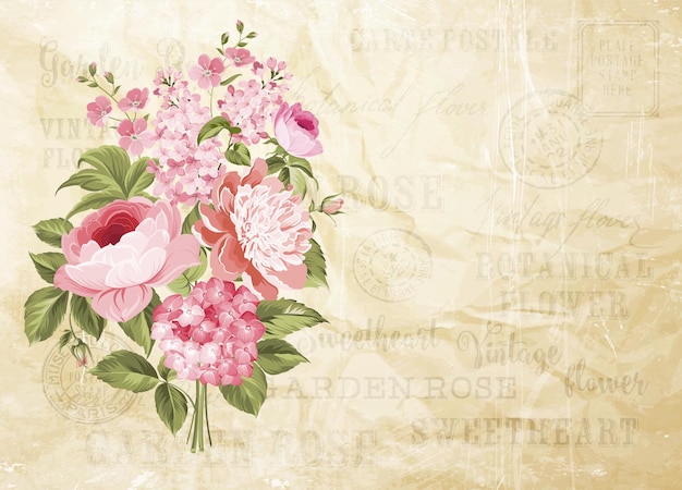 Blumengirlande auf zerknülltem papier