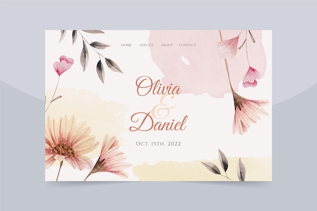 Blumenhand gezeichnete Hochzeitslandingpage