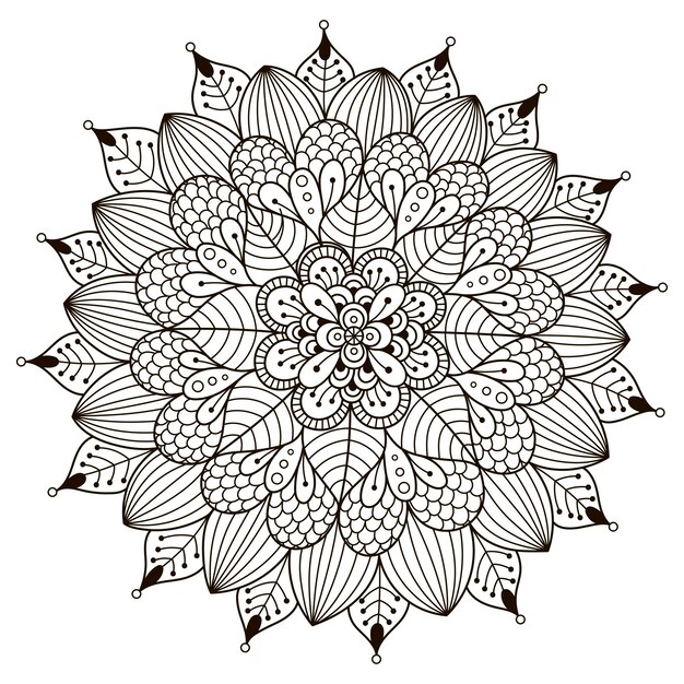 Kreativer Blumen Mandala Design Ethnisches Ziermuster Fur Malbuch Schones Dekoratives Element Kostenlose Vektor