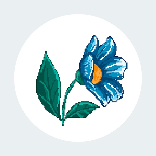 Blumenpixel-Kunstillustration des flachen Designs