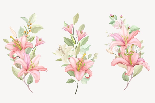 Blumenrahmen mit Lily Flower Bouquet für Mehrzweckkarte und Dekoration