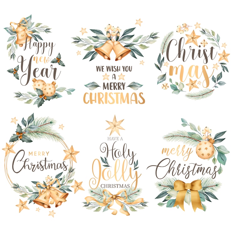 Kostenlose Vektor blumenweihnachtsausweissammlung in der aquarellart