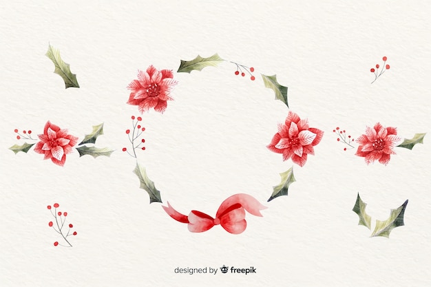 Blumenweihnachtskranz im Aquarelldesign