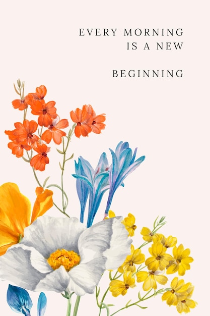 Blumenzitatschablonenvektorillustration, remixed von gemeinfreien Kunstwerken