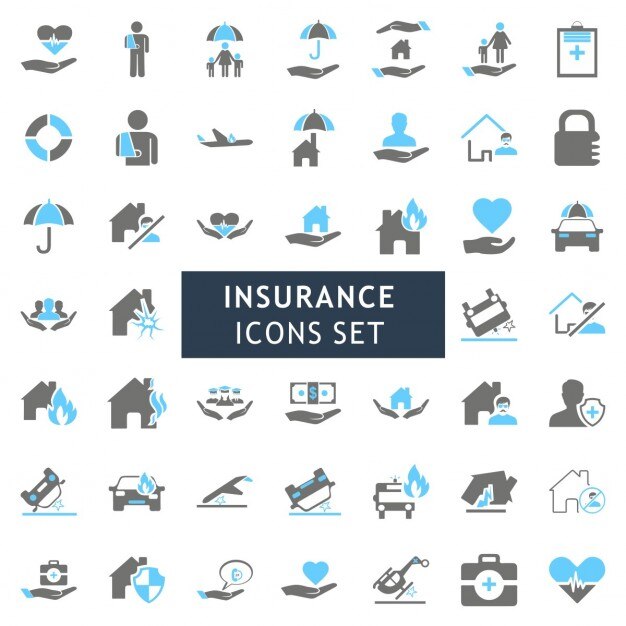 Blur und Grau bunt Insurance Icon Set