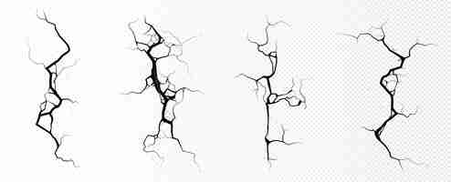 Kostenloser Vektor bodenrisse, brüche auf der landoberfläche durch erdbeben isoliert auf transparent
