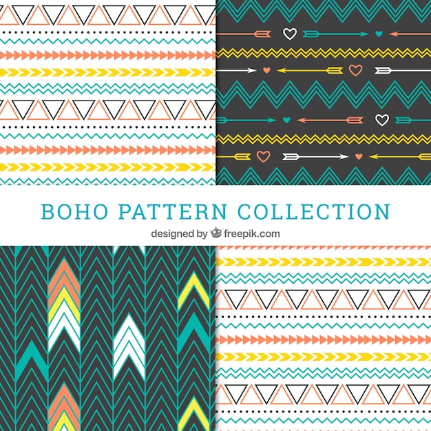 Boho musterkollektion mit flachem design