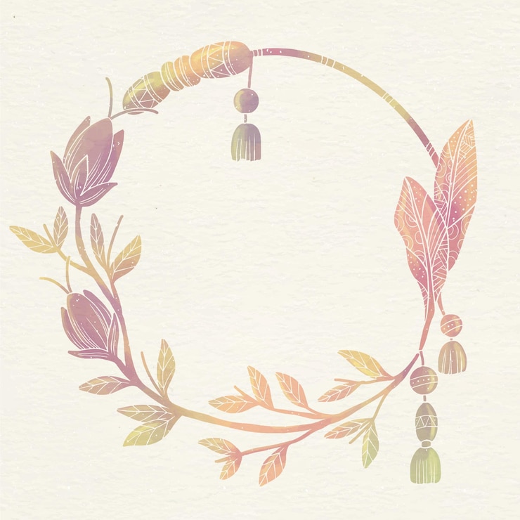 Kostenlose Vektor boho-rahmen mit aquarelldetails