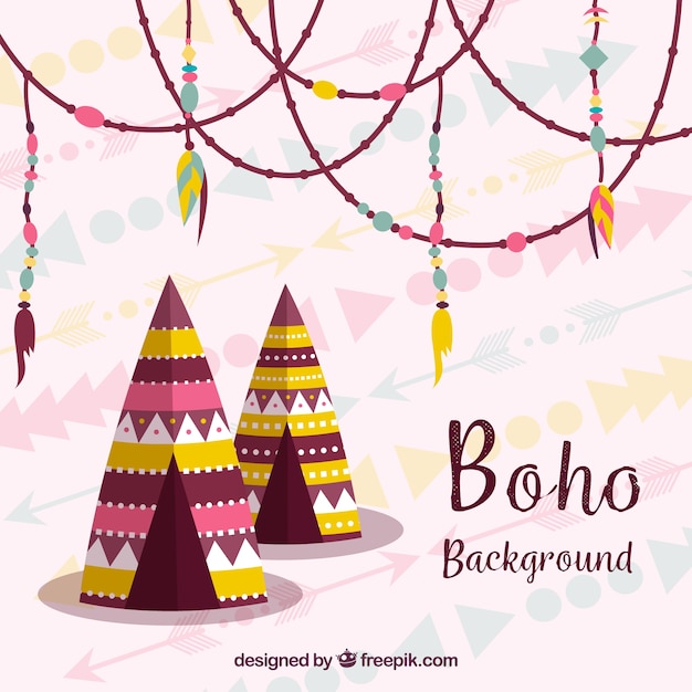 Boho stil hintergrund mit flachem design