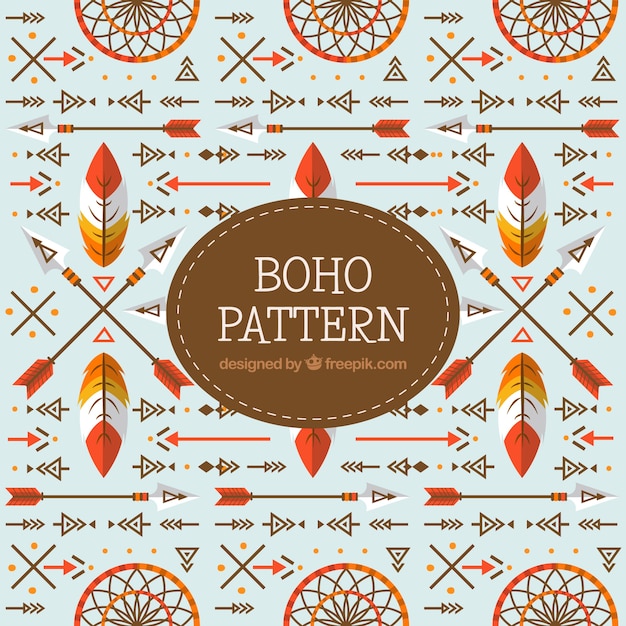 Kostenloser Vektor boho-stil-muster mit flachem design