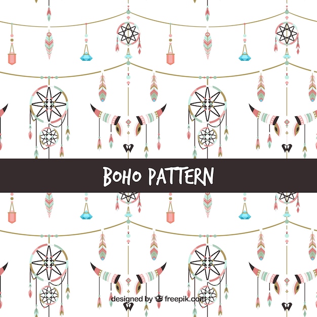 Boho-stil-muster mit flachem design