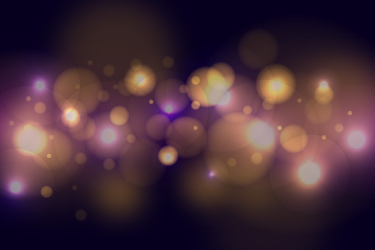 Kostenlose Vektor bokeh-lichteffekt auf dunklem hintergrund