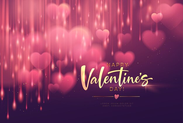 Bokeh Verschwommene Herzform Glänzend Luxuriös zum Valentinstag Glückwünsche.