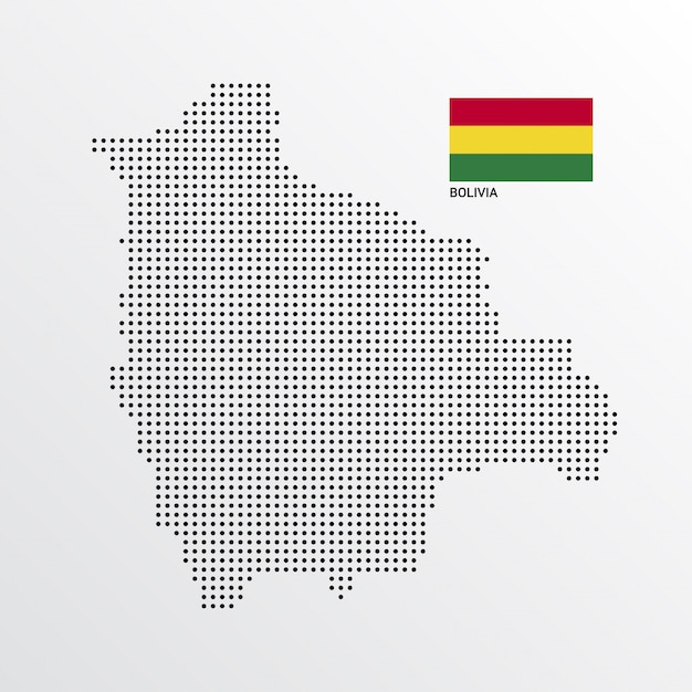 Bolivien-Kartenentwurf mit Flaggen- und hellem Hintergrundvektor