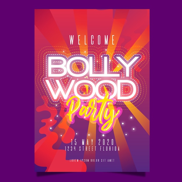 Kostenloser Vektor bollywood party poster design