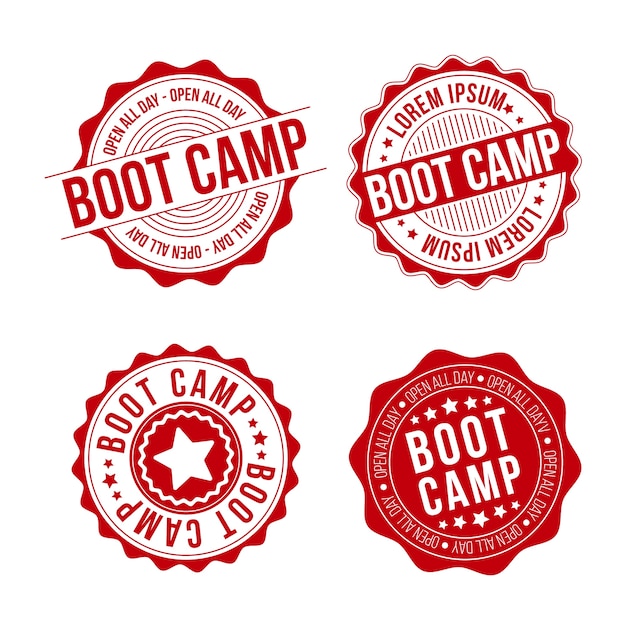 Bootcamp-briefmarken im flachen design