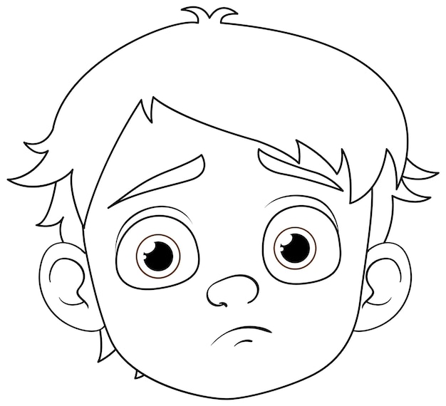 Bored boy cartoon-kopf doodle-umriss