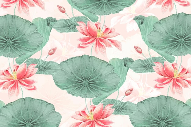 Botanischer hintergrundvektor des lotusmusters, remix von kunstwerken von megata morikaga