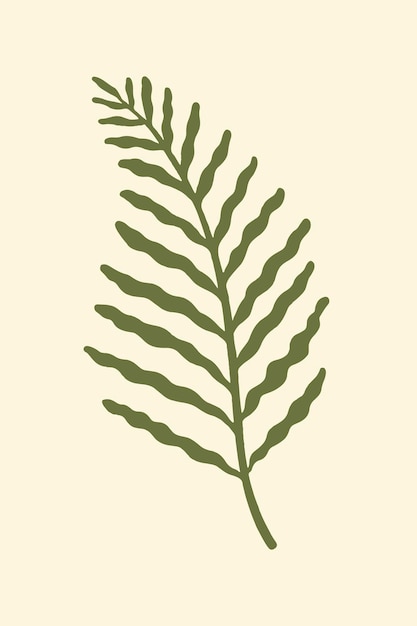 Botanisches Blatt auf einem cremefarbenen Hintergrundvektor