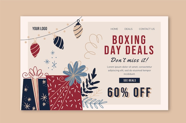 Kostenloser Vektor boxing day landing page vorlage