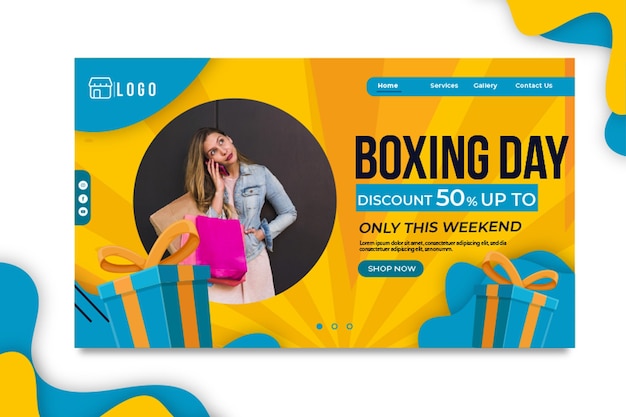 Kostenloser Vektor boxing day landing page vorlage