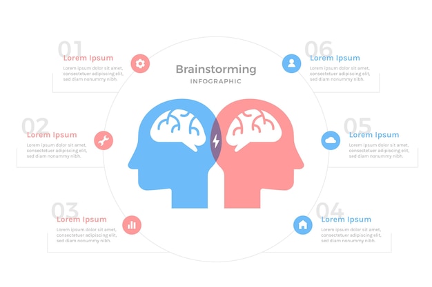 Brainstorming-infografiken mit flachem design