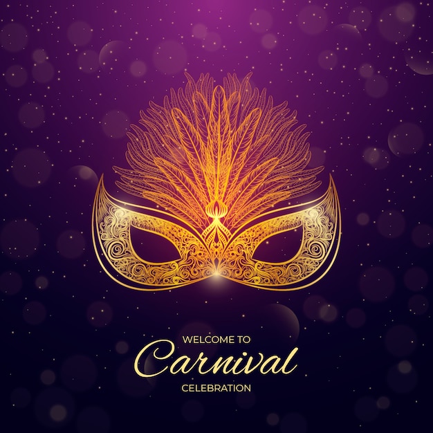 Kostenloser Vektor brasilianischer karneval der realistischen art mit maske