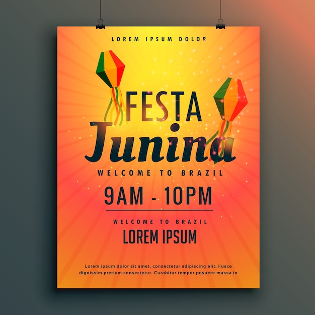 Kostenloser Vektor brasilianisches festival von festa junina poster entwurfsschablone