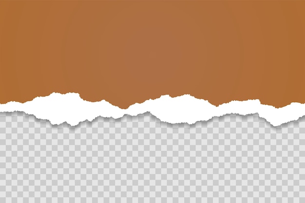 Braune zerrissene Papierkantenvorlage Zerrissene horizontale Streifen mit Schatten Grenztexturdesign Vektor