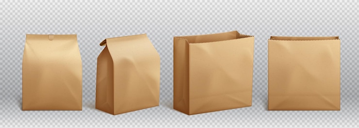 Kostenlose Vektor braunes papier-mittagessen-vektor-lebensmittel-bastelbox-paket