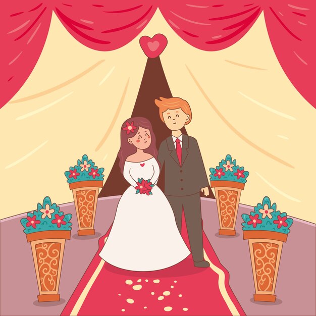 Braut und Bräutigam heiraten