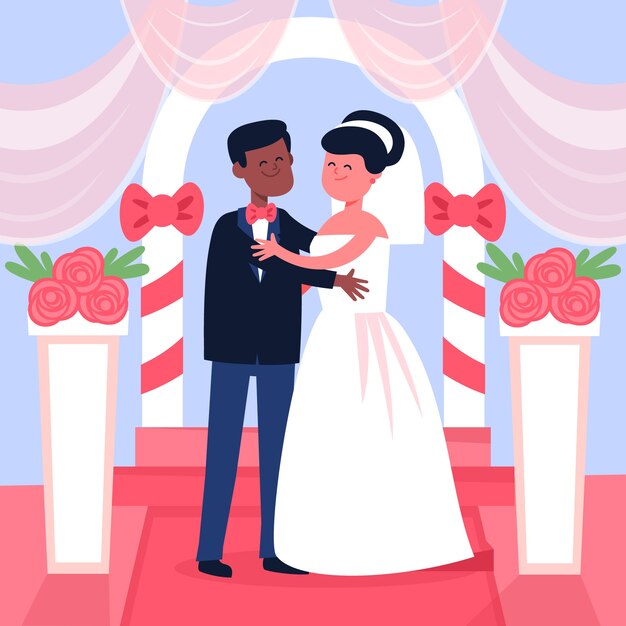 Braut und Bräutigam heiraten