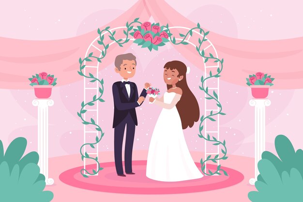 Braut und Bräutigam heiraten